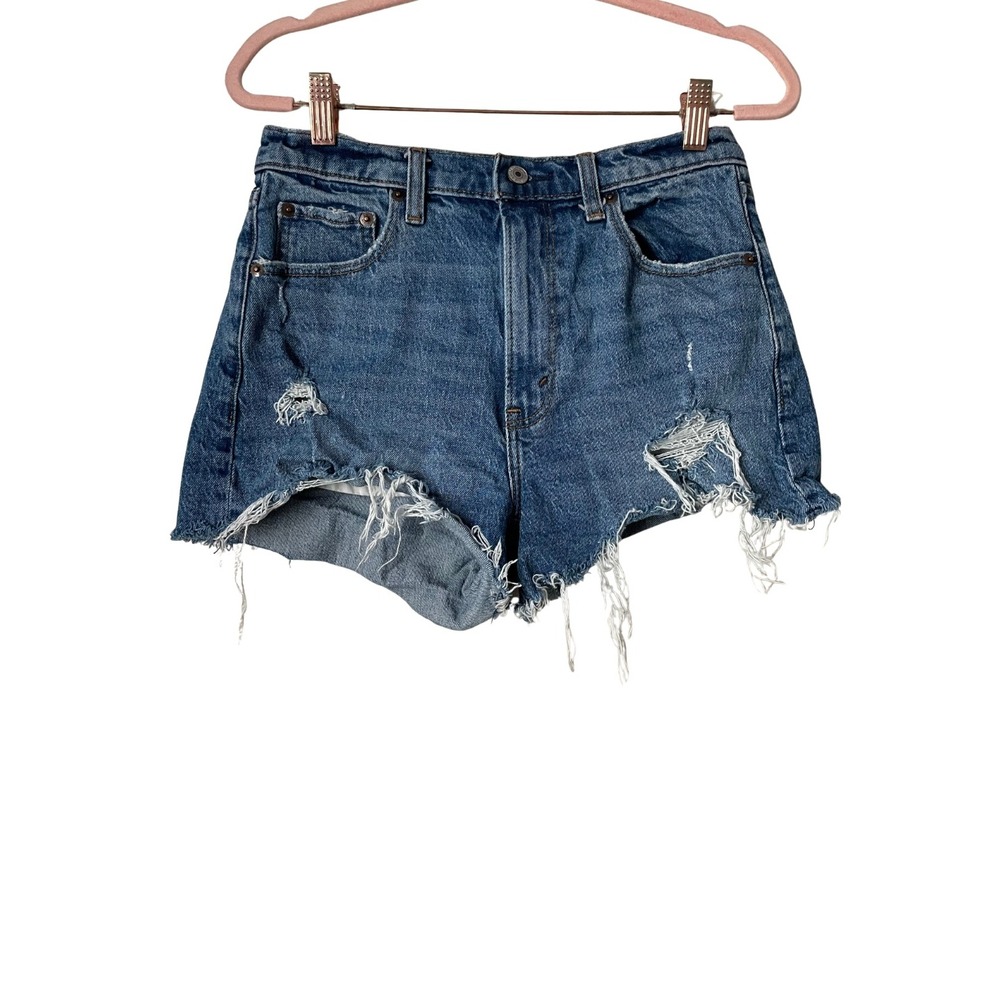 Abercrombie & Fitch Shorts Womens Size 26 2 Blue Mom High Rise Distressed Denim